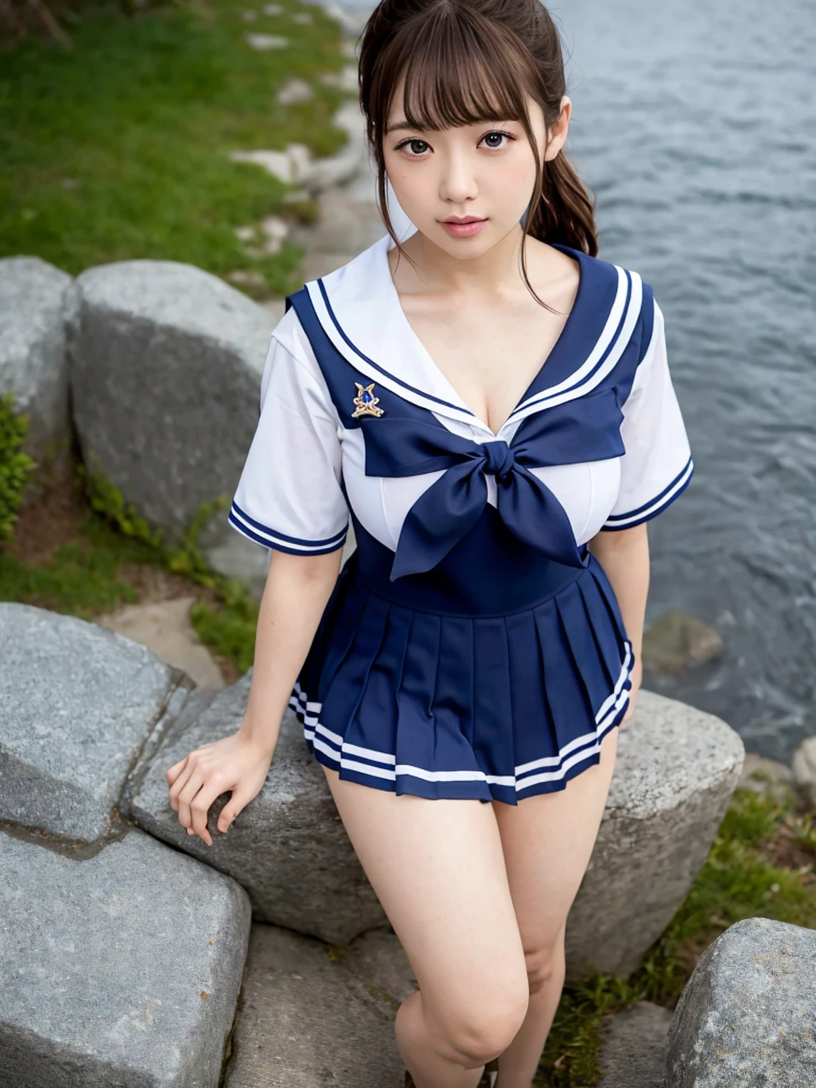 (masterpiece:1.0), (best quality:1.0), (ultra highres:1.0), (realistic:1.0),
1girl, slskmz short, sailor school uniform, school swimsuit, <lora:slskmz_v2:0.5>, river,
kasumi, <lora:doa_kasumi:0.5>,
