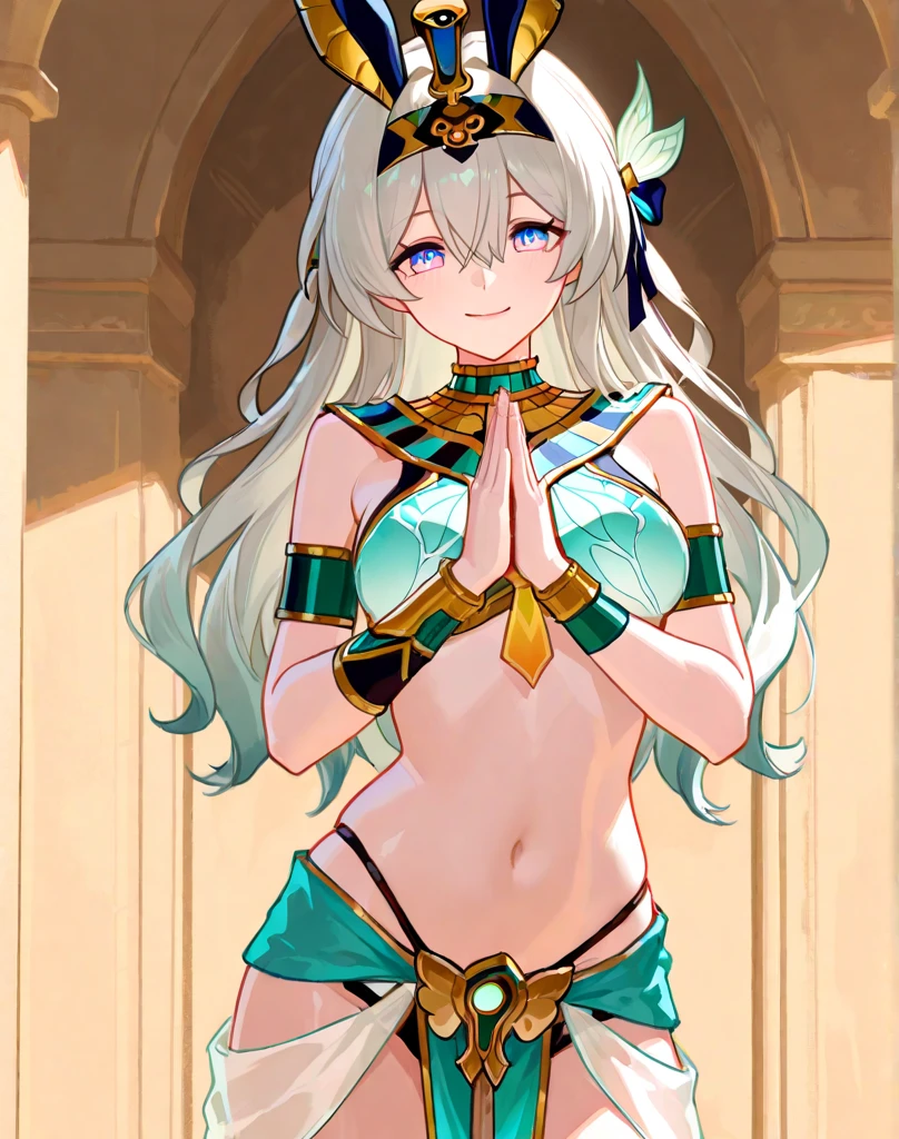 A pose that evokes the mythical beauty of ancient Japan, The myth of Amanoiwat, Thin veil on a white background, flowing tulle, fluttering veil, Hair ornament of the magama, Jade bracelet, jade headlace, tattoo, shiny skin, White waistband, No bra, Chest hidden by hands, Jewelry on the arm, chest, belly button, shoulder, head, arm ring ribbon, wreath, bracelet, anklet, Sparkling stone chain tassel around the stomach, Dedicated to God, strip dance, ink wash, Popular CGstation, masterpiece, recent quality, High resolution details, 32k