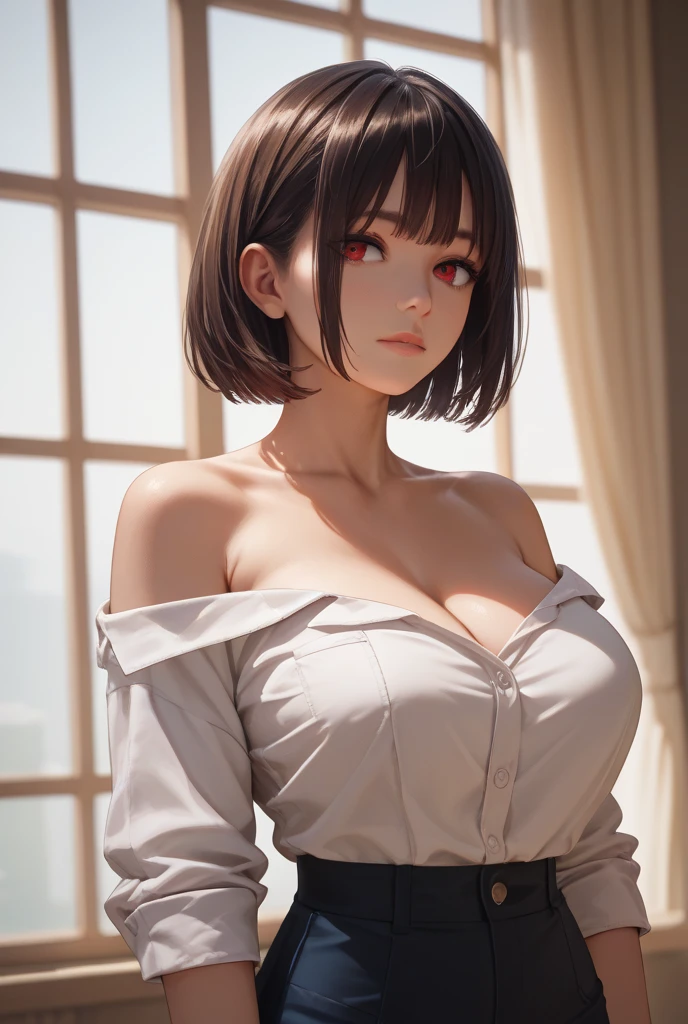 ((Top Quality, 8K, Masterpiece:1.3)), Detailed Woman:1.3, (Medium Shorthair, Big Breasts:1.2), Cardigan:1.1, Ultra Detailed, Detailed, Eyelids