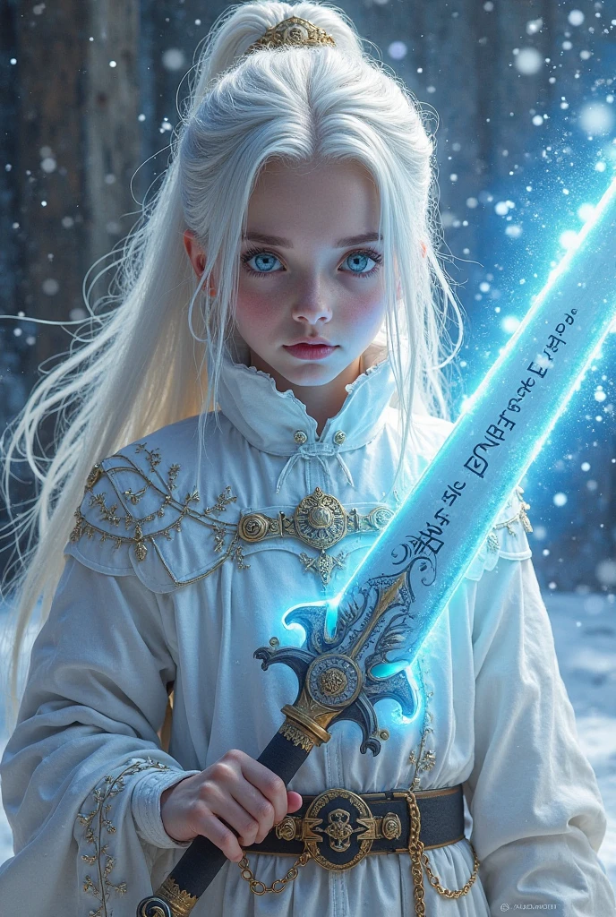 Ice Sword,The throne is made of swords,Noble and cute little girl,Film light and shadow,Multiple iron swords