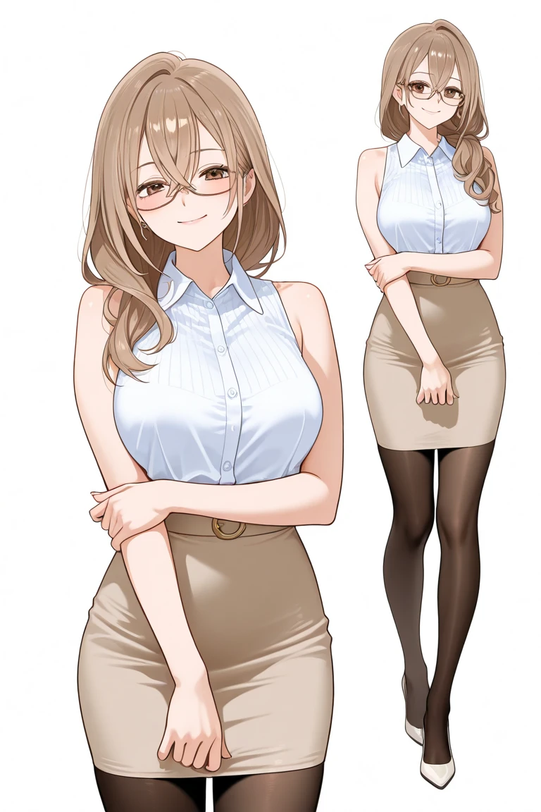 (Beautiful, Huge_Breasts:1.3), (very short skirt:1.4)
a cartoon woman is holding a book in her hand, posing nicely and standing up straight, 1girl, skirt, braid, breasts, brown hair, high heels, cleavage, blush, brown eyes, office lady, pencil skirt, shirt, large breasts, smile, white background, black skirt, multiple views, long hair, single braid, bra, simple background, hair over shoulder, white shirt
1 girl, 20yo,YOUNG female,Beautiful Finger, Beautiful long legs ,Beautiful body ,Beautiful Nose ,Beautiful character design, perfect eyes, perfect face,
looking at viewer, in the center of the image,
official art, extremely detailed CG unity 8k wallpaper, perfect lighting,Colorful, Bright_Front_face_Lightinasterpiece:1.0),(best_quality:1.0), ultra high res,4K,ultra-detailed,
photography, 8K, HDR, highres, absurdres:1.2, Kodak portra 400, film grain, blurry background, bokeh:1.2, lens flare, (vibrant_color:1.2)
, (beautiful_face:1.5),(narrow_waist), (Beautiful,Huge_Breasts:1.3)