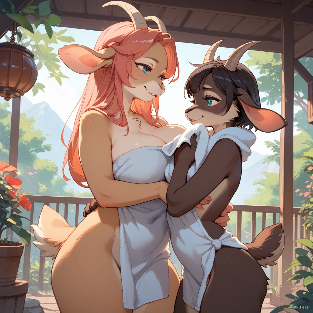 (masterpiece, best quality), nude, (voluptuous, chubby, thick thighs:1.1), anthro,deer, dark hair, brown fur, deer girl,cloak,wizard cloak, nipples, (huge breasts:1.1), solo, deer ears, wet pussy,pussy juice dripping