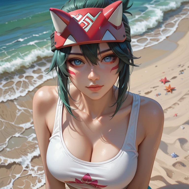 Close up portrait of woman in green bra top and panties, 3D Anime Real, Enchanting anime girl, Photorealistic Animation girl render, Perfect body with realistic shading, Realistic Anime 3D Style, 3d anime girl, Realistic young anime girl, hatsune miku short hair, Ultra realistic anime, Real life anime girls, Photorealistic Animation, Smooth anime CG art