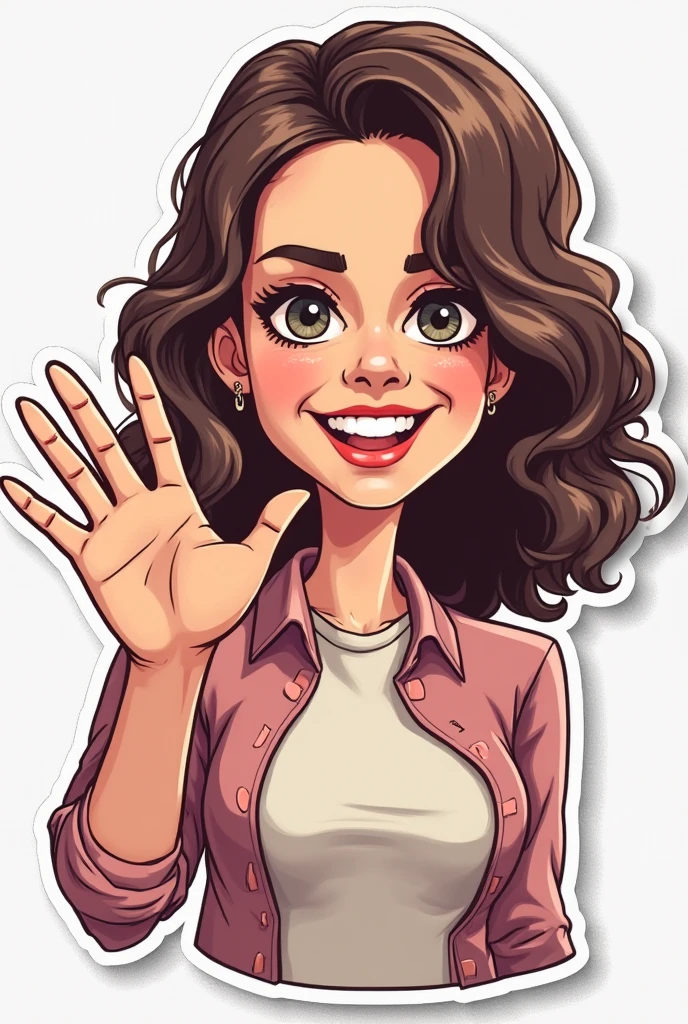 a woman in a white dress pointing at something with her finger, cartoon style illustration, cartoon artstyle, cartoon art style, in cartoon style, telegram sticker, telegram sticker design, digital art. @mariomaniacdude, in style of digital illustration, cartoon drawing, cartoon digital art, vector style drawing, cartoon art, with pointing finger, caricature style --auto --s2