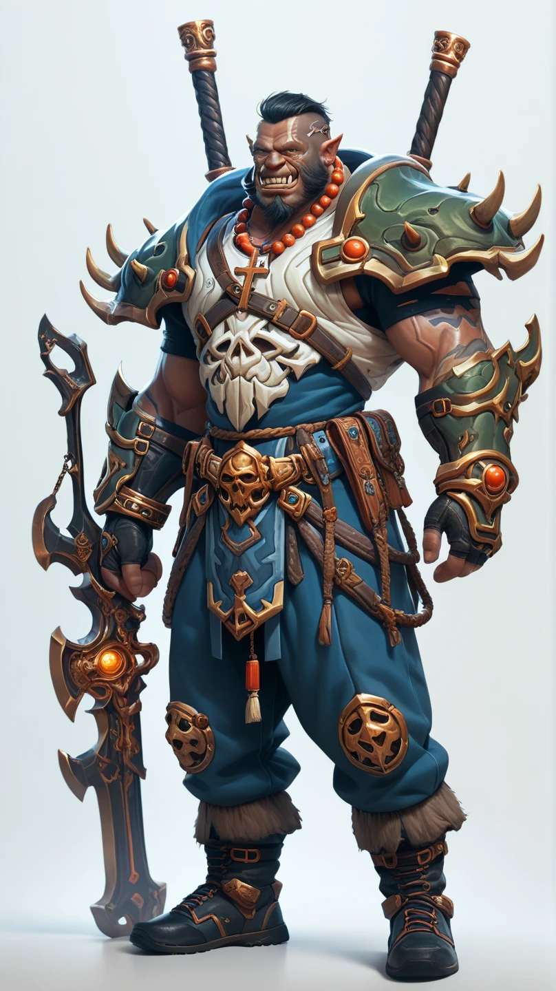 There is a man with a big axe and chains on his shoulders, arte conceitual kaladesh. Mechanicalgirl, personagem de fantasia hiperdetalhado, steampunk arcane shaman, barbarian class, antigo deus ferreiro, Personagem de arte conceitual de RPG, arte conceitual do personagem do jogo, Arte conceitual de personagem de RPG, Alquimista Steampunk Africano, Conceito de personagem DND Golias, design de personagens do jogo, arte do personagem do jogo, arte do personagem de fantasia
