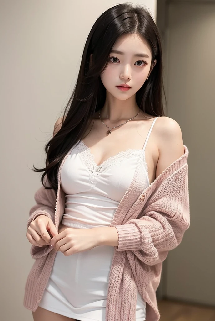 ultra realistic details, sharp focus, detailed skin, 1 korean cute girl, small head,(21 years old cute Korean girl:1.2), (kpop idol:1.2), (korean beauty:0.8), (korean mixed), (large breasts),
(skindentation), , 1girl, ((looking at viewer)) (makeups)