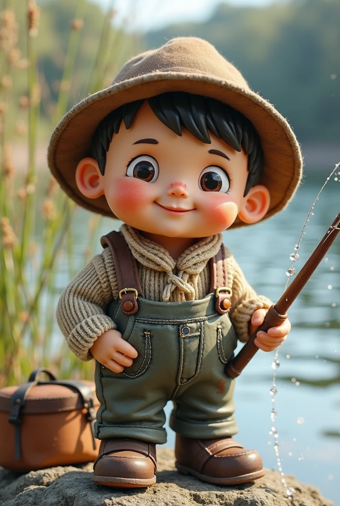 A cute little girl was especially happy to catch a fish