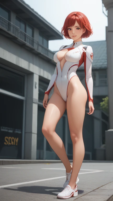 1female，35yo，plumw，extremely large bosom，Big breasts Thin waist，Long legs， 独奏，（Background with：，tropical，Deep in the forest，Athletics field，），legs are open，Bare genitalia，Bare ， She has short black hair，standing on your feet，seen from the front， single hair bun， mostly cloudy sky，（（（tmasterpiece），（Very detailed CG unity 8K wallpaper），best qualtiy，cinmatic lighting，detailed back ground，beatiful detailed eyes，Bright pupils，Black eyes，Snow-whiteskin，Redlip（Very fine and beautiful），（Beautiful and detailed eye description），ultra - detailed，tmasterpiece，））facing at camera，A high resolution，ultra - detailed），revealing breasts，Bare genitalia，  Bulge，legs are open，Raised sexy，Camel toes，Flushed complexion，Desire for dissatisfaction，frontage，athlete，Track and field suits，athletic sneakers，Superman uniform