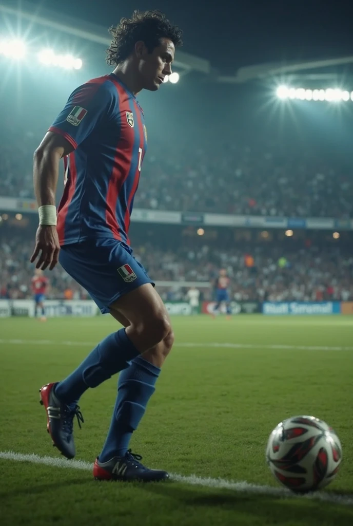 Height: 1,87 meters (6 feet 2 inches)
Weight: Approximately 83 kg (183 pounds)
Physicist: Athletic, muscular and defined Speed: Known for his explosiveness and speed, both with the ball and without it Resistance: Excellent physical resistance, maintaining high performance during the 90 minutes of the game Strength: Remarkable leg strength, allowing impressive jumps and power in kicks Coordination and Agility: Great motor coordination and agility, facilitating quick dribbles and changes of direction Professional Skills:
Finishing: One of the best finishers in the world, able to score goals with both feet and head Free Kick: Free kick specialist, Known for his unique technique and heading accuracy: Exceptional skill in the aerial game, scoring many headed goals Game Vision: Excellent game vision, Able to make accurate assists and create opportunities for his teammates Determination and Discipline: Extremely dedicated and disciplined both in training and in games, always seeking to improve its performance Leadership: Inspire your teammates with your professionalism and winning attitude, often taking a leadership role in the Popularity and Charisma field: Loved by fans around the world, not just for your skills, but also for his charismatic presence and his philanthropic work Cristiano Ronaldo is not only an extraordinary football player; he is a symbol of determination, skill and success in sport. His impressive career and exceptional physical characteristics have made him one of the most iconic and admired athletes of all time..
This prompt covers a wide range of characteristics that define Cristiano Ronaldo as an exceptional football player.