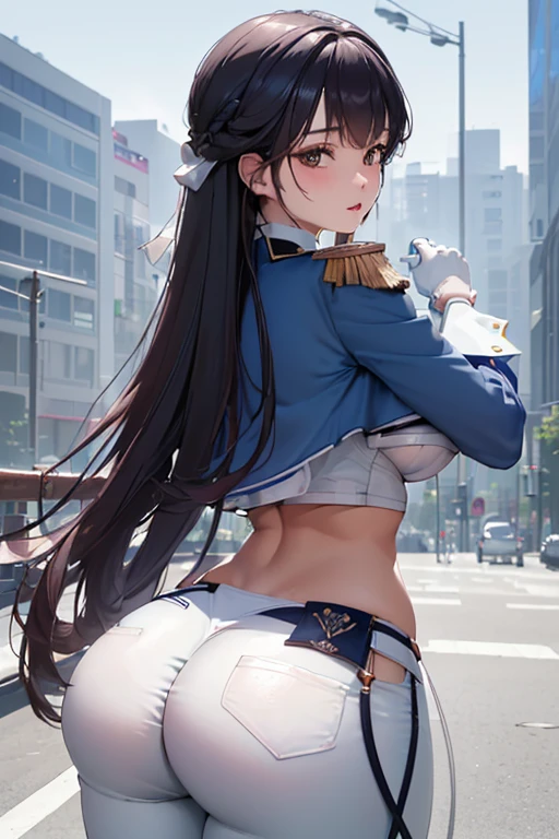 Cool beautiful girl、Anime - style image of a woman in a blue and white uniform, Enchanting anime girl, , Beautiful anime school girl, Marin Kitagawa Fanart, [ 4k digital art ]!!, Beautiful and attractive anime , Smooth anime CG art, Attractive anime girl, Cute anime waifu in a nice dress, Surreal 、Camel Toe、Giant tit、Nipple Puffs、Cleavage、Plump、Super big breasts、Super big butt、Tight clothing、Smile、((tie))、Honor student、Temptation、lure、Skirt flip、High leg underwear