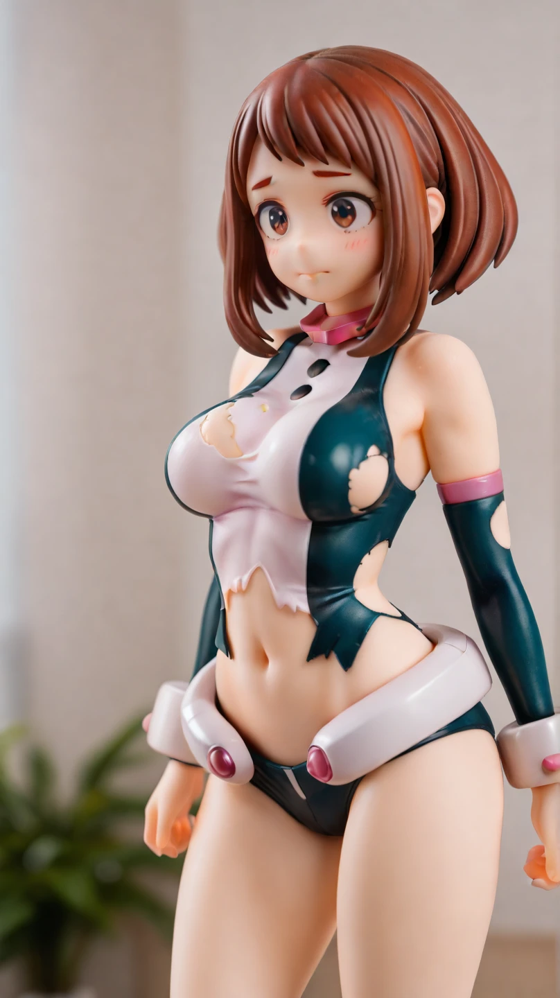 A Female robot exposes her inside mechanical organ. spread legs, banzai pose. she wears beige dress. Her Brown very short pigtails is tied with two big red clothespins, masterpiece, mature, android, blue eyes, full body, Height: 160cm, flushed cheeks, Uplifting, No NSFW, whole body, barefoot, archaic smile, orgasm, sweat bucket.  no panties, full body shot, floating hair, looking away. cyborg made from rung to heaven. She leans arching her back hi-res position. kiss.