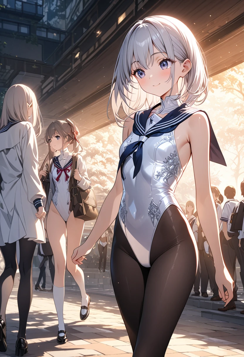expensivequality illustration, masterpiece, Very delicate and beautiful, Attractive girl,(Gymnastics leotard,Tight leotard,length_Leotard with sleeves,expensive_Leg leotard,athletic leotard), Audience reaction,thin,Slender body,slim,expensive school,Gym,Gymnastics Club,Beautiful Eyes,(masterpiece, Highest quality:1.2), expensiveres, Very detailed CG ユニティ 8k 壁紙, Perfect lighting, colorful, ultra-expensive res,4K,Very detailed, photograph, 8k, High resolution, 18-year-old,Cowboy Shot,Shyness