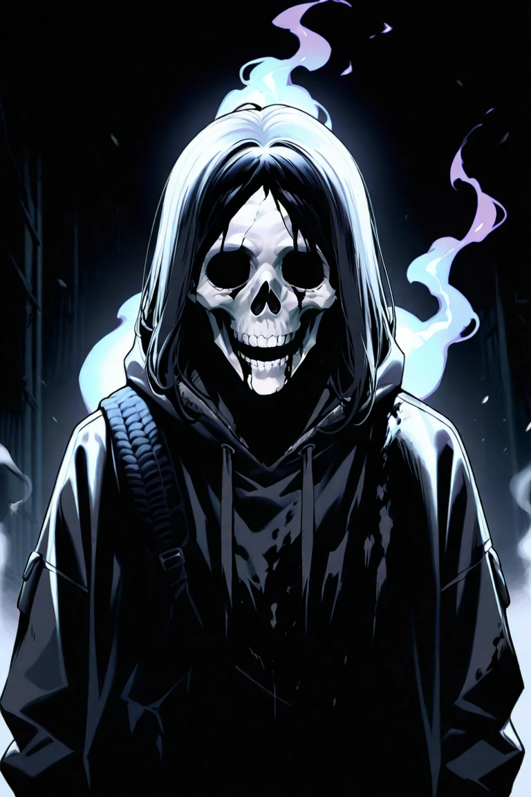Melhor qualidade) ghost, Sinister masked inside cannabis greenhouse, dark