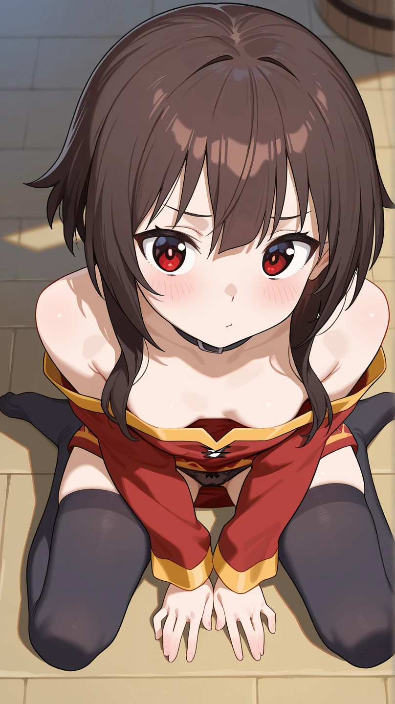 Clothed,Nsfw,(((1girl,1boy,sex,vaginal ))),Megumin's , perfect anatomy,Brown Hair, Have, witch Have, flat breast , Knee socks, staff, gloves, fingerless gloves, Cape, Red eyes, dress, black Knee socks, single Knee socks, belt, bandage, short hair with long locks, short hair, Legs wrapped in bandage, collar, red dress, black gloves, Asymmetrical legwear,((( white lace panties))),Day, null, choker, Masterpiece, Best Quality,detailed eyes,growing eyes,(perfect hands, perfect anatomy),
Shivitai.Preview available,thighs,