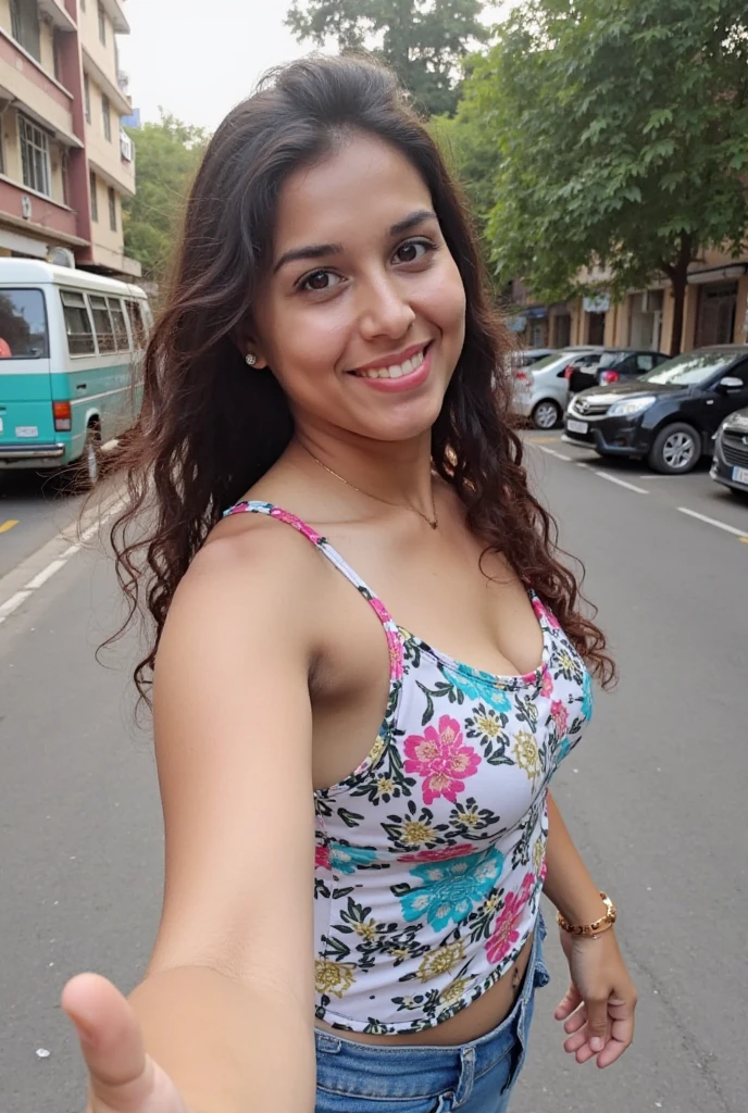 smiling woman in a floral dress, sitting on a sofa, 20 year old Brazilian, fernanda suarez, malika favre, retrato de uma mulher de 40 anos, mother of the month, 20 year old woman from Cuba, powder Nándor Katona, by Felipe Device, Andreia Rocha, by Felix Arauz