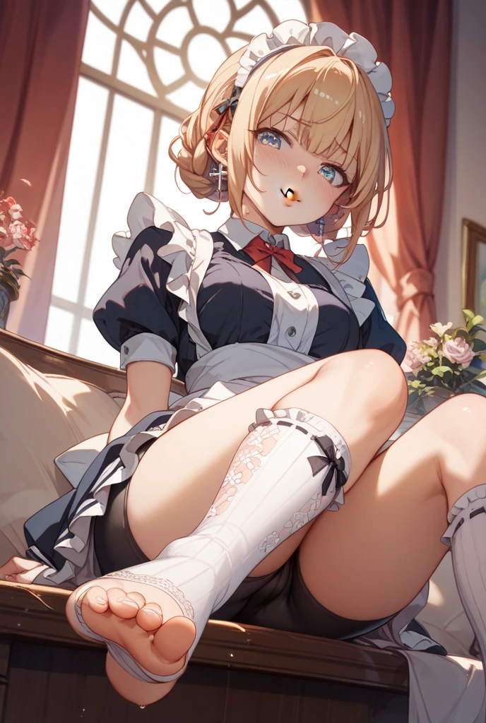 (iwanagadress:1.2), (iwanagakotoko:0.9),(beret:1.8), embarrassed,
iwanaga kotoko, 1girl,
a girl laying down on a bed, 1girl, ultra detailed, high quality, indoors, bedroom, bed, cute, blushing, beautyful face, beautyful body, white dress, blonde hair, short hair, white stocking, beautyul legs, beautyful arms, detailed body, iwanaga kotoko, anime, blushing