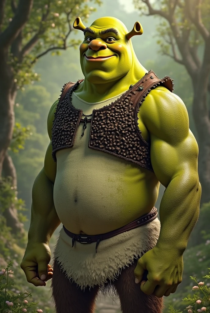 Shrek with facial hair wearing a trucker hat sexy shot upclose of his big butt wearing a thong