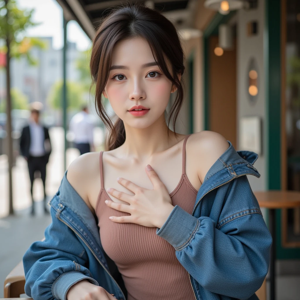 Age 18 Shy, Cute, Adorable, Highschool Student
Blonde, Long, Parted in Middle Hair
Big Breasts, Young, Thin, Hourglass Body
Short Black School Skirt, Black Top, Off-Shoulder
Oval, Small, Young, Slim Face, Sharp Nose, Ruddy Cheeks, Sharper Jaw
Skin Fair, No Moles
Diamond Necklace