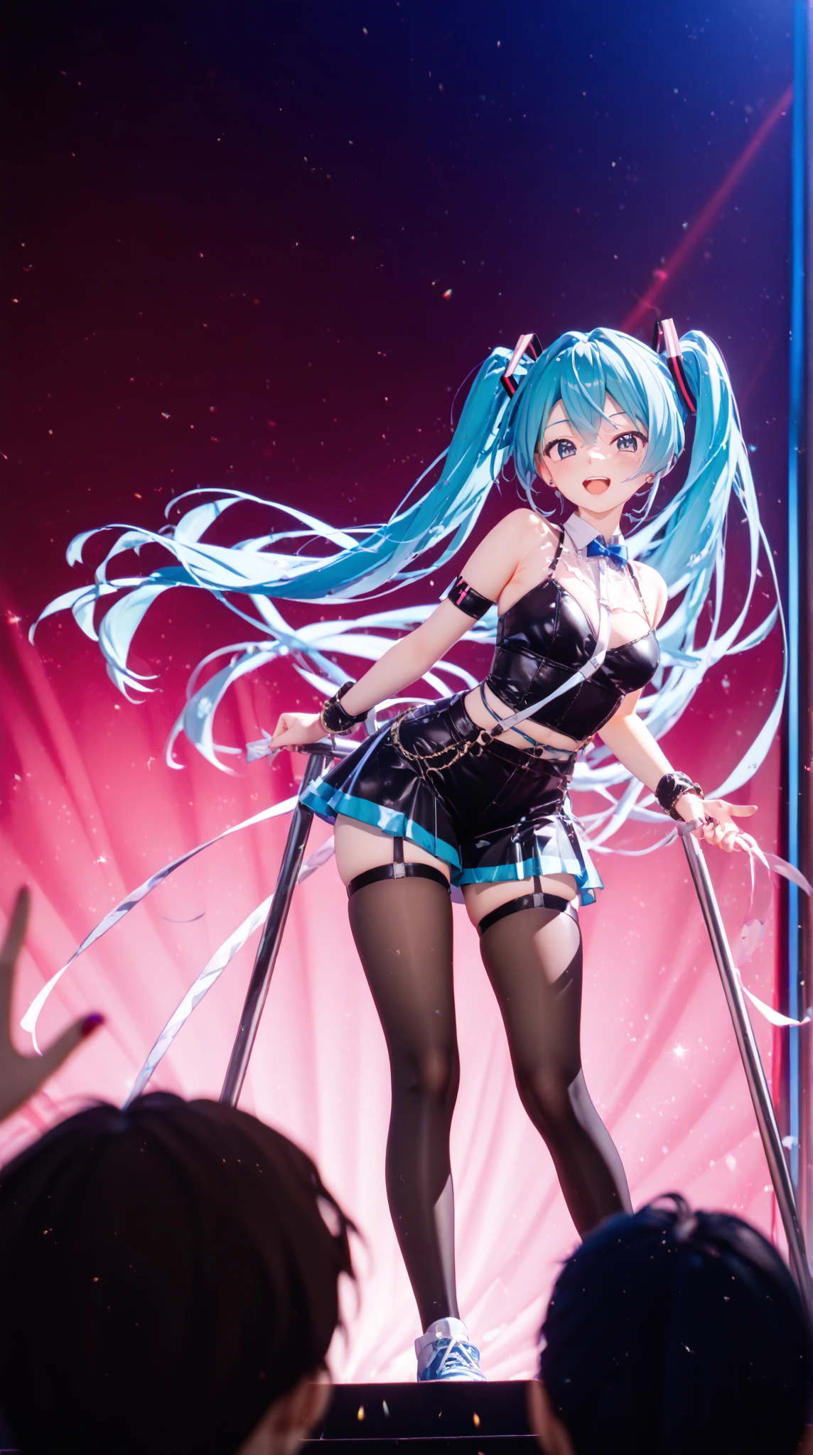 miku hatsune、pole dance,stage,Functional,Colossal tits
