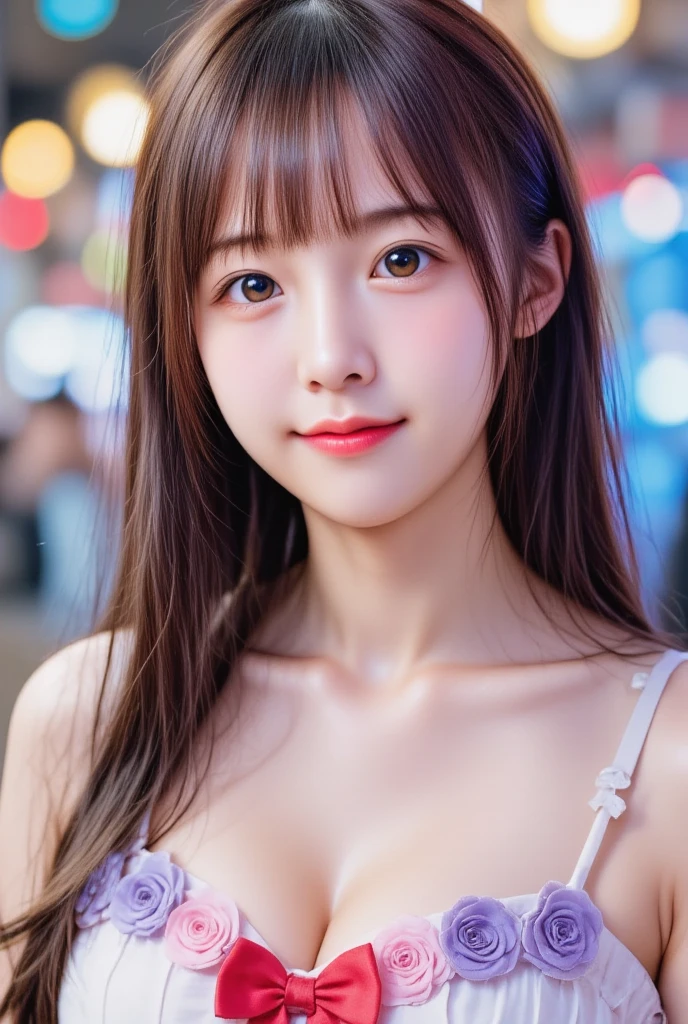 8K、Highest quality、(beautiful)、Precision Eyes、Brown Hair、looking at the camera、Upper Body、Close-up、Soft Breasts、smile、Shot from above、Bunny girl