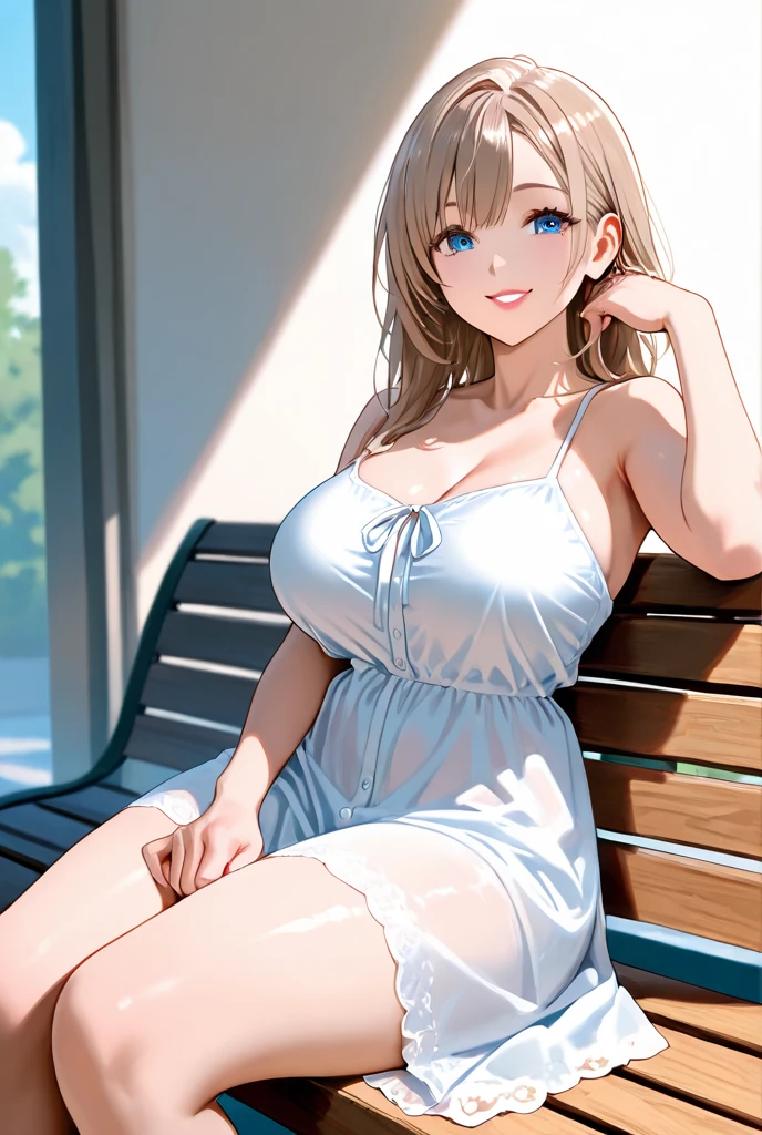 (masterpiece:1.2, Highest quality), (Realistic, photoRealistic:1.4), Beautiful illustrations, (Natural Side Lighting, Cinema Lighting), Browsing Caution:1.2,
View your viewers, Cowboy Shot, 1 girl, Japanese, Idol Sculpture, high school girl, Perfect Face, Cute and symmetrical face, Sunburn, Glowing Skin, thin,
(Mid-length hair:1.4, Drill Hair:1.2, (Blonde)), Hair between the eyes, Golden Eyes, Long eyelashes, (Large Breasts:0.8, Big Ass, Thick thighs, Captivating thighs),
Beautiful Hair, Beautiful Face, Beautiful attention to detail, Beautiful clavicle, Beautiful body, Beautiful breasts, Beautiful thighs, Beautiful feet, Beautiful fingers,
((Gorgeous Dress), choker, Wrist Chakra),
(Beautiful views), Tropical beach, (Very sexy, erotic, squat), (Cute smile, Upward glance),