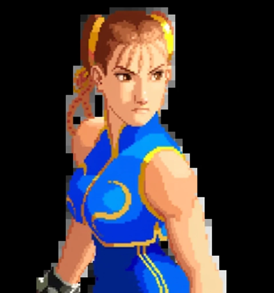 (masterpiece, best quality), 1girl,Smoky Purple Tapered Sides with Textured Quiff, Sizes M to Z breasts, <lora:SNK-Kof_sprites_Fp:1>