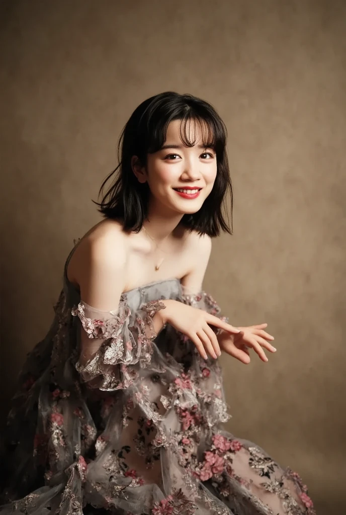smiling woman sitting on the floor with a cell phone in her hand, ayaka, chiho, akiko takase, junki ito, aya takano, kazue kato, chiho ashima, tsutomo nihie, yuuka kazami, kiko mizuhara, coy smile, yukii morita, chihiro! fujisaki