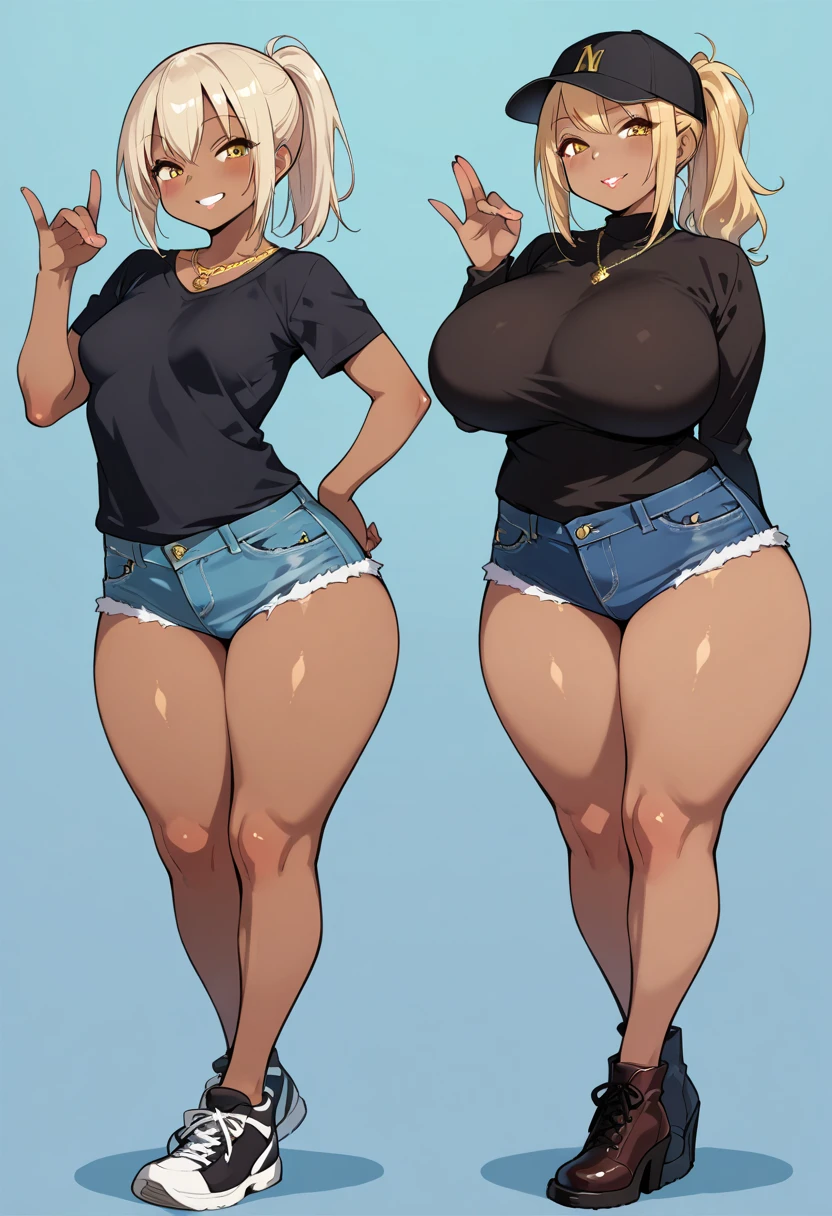 Beautiful plus size anime girl, fashion able overweight girl, pretty, large breasts, wide hips, big tummy, large stomach, cute stomach bump, fashion, outfit, cool pretty clothes, long hair, waist length hair, blonde hair, straight hair, stomach rolls, back rolls, fat, overweight, cute clothes with long shirt, low cut shirt, cool pants, jewlery, lots of accessories, long shirt, jacket, cool shirt, cool skirt, Accessories, necklace, jewelry, earrings, necklace, bracelet, rings, 