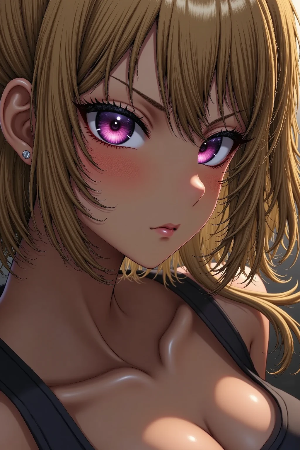 (masterpiece)(8k)(cute)(18-year old woman)(low depth of field)(1girl:1.5)(solo:1.8)(lying on bed:1.3)(from above:1.6)(messy hair:1.3)(short hair:1.3)(blonde hair:1.6)(slim body:1.4)(purple pupils)(glossy skin)(glossy lips:1.3)(glossy eye-shadow:1.5)(shiny)(emo)(goth)(choker necklace)(translucent panties:1.5)(cameltoe:1.5)(knee high socks:1.3)(surprised expression:1.5)(vibrator:1.5)(semen:1.7) rossdraws pastel vibrant, rossdraws cartoon vibrant, style anime 8k, beautiful portrait, artgerm colorful!!!, ! dream artgerm, beautiful anime girl, styled digital art, art wallpaper 8k, digital art, extremely detailed artgerm,