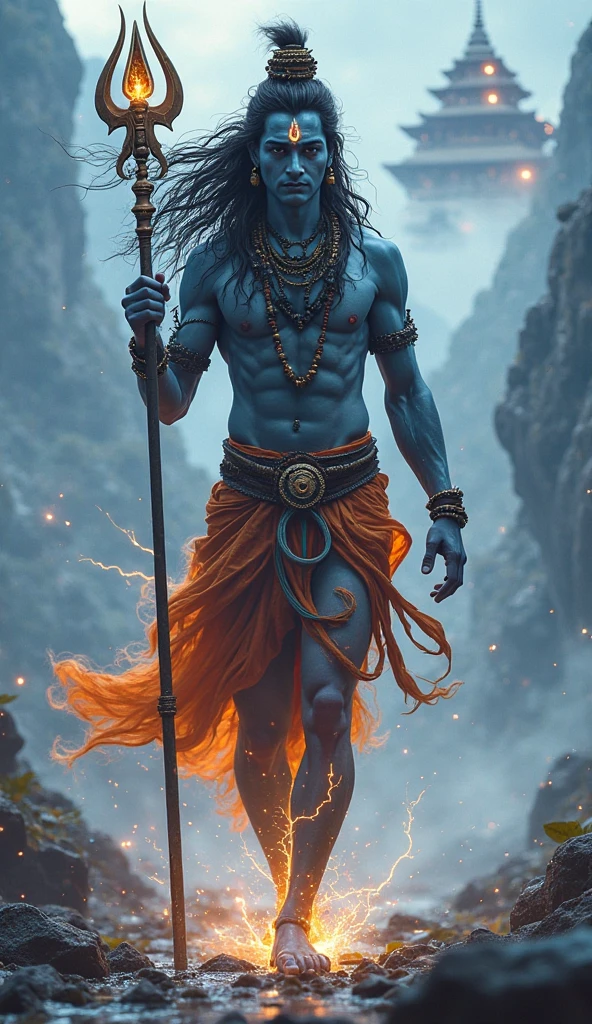 Lord Shiva is setting  river 