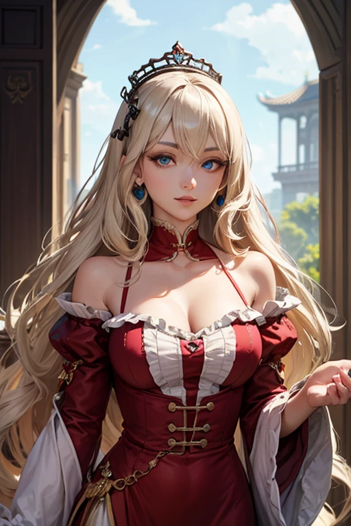 Very beautiful cute girl, A beautiful woman with perfect body:1.4, Slim abdomen:1.2, Highly detailed facial and skin texture, Detailed eyes, Realistic eyes, Beautiful detailed eyes, (Realistic skin), Attractive, 超A high resolution, A hyper-realistic, Highly detailed, Golden ratio, (detaled face:1.2), Looking at Viewer, Smile, (Her crotch is wet), ((she is soaking wet)), ((From high-angle shots)), (tongue out and mouth open),(Her face and chest are wet),((16k,Raw photography,top-quality,hight resolution,Ray tracing,PBR Texture,Post-processing,masutepiece:1.4)),(((Long skirt with red bondage , Cute Japan anime girl,魔法少女まどか☆マギカは,Kyoko Sakura,Long wavy blonde hair,Emphasize cleavage,bare hand,Thin leg,blue eyess,Represent your fingers accurately,Little girl showing her teeth and smiling,Limbs are2Honzutsu,)))(finerly detailed face:1.5),(masterpiece:1.6),(top-quality:1.6), Beautiful fine skin,(cute little:1.4),(Complex fishnet stockings),pin heels,Leather luster 3.0,Beautiful skin,(Red BDSM figure),((tthin eyebrows,long eyelashes,smil,二重まぶた,Detailed eyes, Realistic eyes, Beautiful detailed eyes)),No title required,Do not wear anything on your shoulders,I look awkward, From above,Staring from the front,Create beautiful light effects on the background、Light Particle Filter,