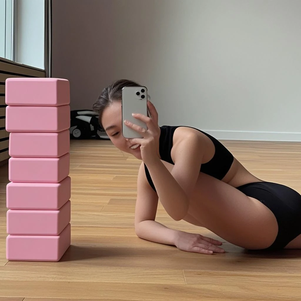 high deff faces,1body, feminine face, very pale white skin, no body hair, no facial hair, round face, face like meryl streep, large brown eyes,smiling, detailed eyes, thin pink lips, , brunette,  ponytail hair, big wide shoulders, toned arms,very fit, tank top, exposed shoulders, huge breasts,looking ahead, 20 years old, wide hips,  ripped shimmer shorts,  large butt, wide hips,super thick thighs,, photography, realistic,((((big bulge in pants)))), multiple breast, extra breast, six armed, six arms different positions, flexing,micromastia, extra legs, three legged , one body