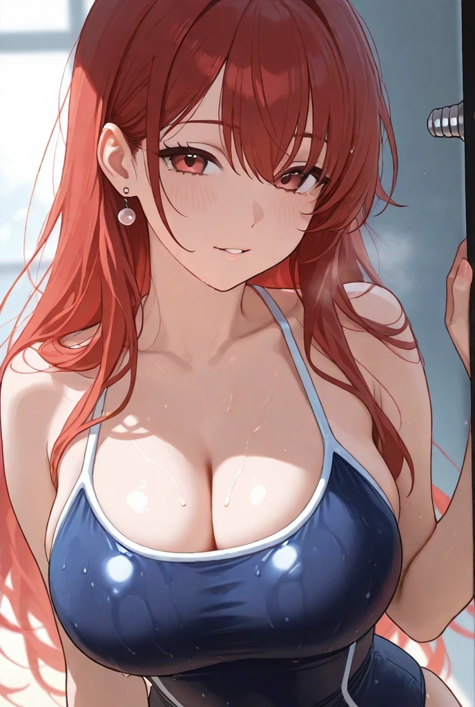 Pregnant women,Pregnant belly,Multiple births,Swimwear,Long Hair,Big Breasts,red and blue hair,Hair Gradient