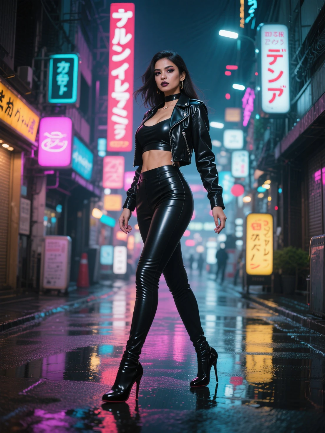 mix4, (8k, foto RAW, melhor qualidade, obra-prima: 1.2), (realista, foto-realista: 1.37), 1girl, bonita, loira, adolescente, alta, loira, cabelos loiros, cabelos curtos, abdome fino, cintura estreita, magra paisagem urbana, noite, chuva, molhado, profesional lighting, photon maping, radiosidade, physics based rendering, corpo inteiro, coxas grossas, caminhando, middlebreasts, torso nu, seios nus, usando saia de latex justa branca, pernas lindas, pernas nuas, pernas expostas, abdome exposto, high-heeled boots, botas pretas de salto alto
