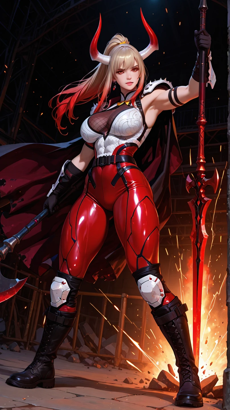 a close-up of a woman with a knife and blood on her body, a very beautiful berserker woman, muscular woman, Biomechanical OPPAI, strong blood body, zenoscope, furious blood, frantic style, por Zoltan Boros, heavy ink, real life big mom, Detailed 4K horror art