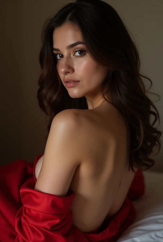 JEUNE FEMME, corp entier, robe rouge