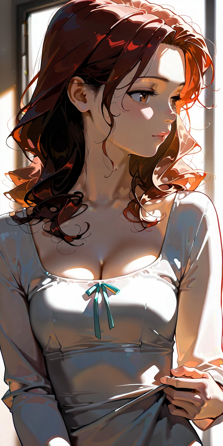 (Masterpiece, Best quality,:1.2), 1girll, (Solo:1.3), Upper body, White bra, Short sleeves, , (Waifu, Realistic, Real life, Exceptional, Best-aesthetic, New, newest, Best quality, Masterpiece:1.2), soft_lighting, soft_skin_Ton, femele_Hair, (White background, Simple background,:1.2),