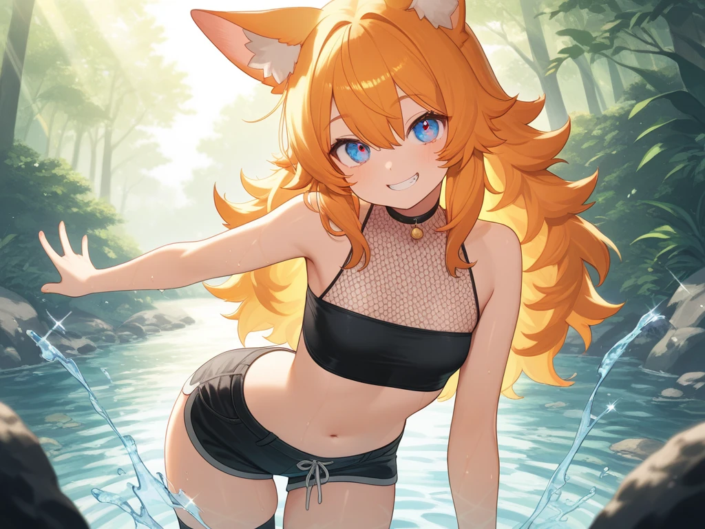 1. Slug Girl, transparent skin, translucent body, Foxtail, short tail, One Tail, the pose is standing backwards, red body. with a beautiful face, HDR, Excellent quality, ssmile, woods