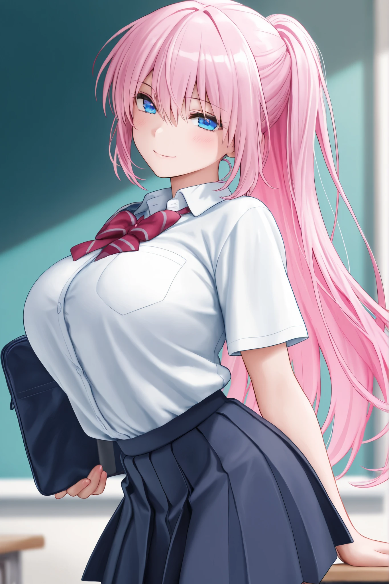 Simori,Naughty big、large full breasts、 Short skirt, Standing, Beautiful eyes, Blue eyes, Happy, School uniform, 独奏、Angry、glaring、eye brows up、(Skirt lift:1.3), (white panty:1.3)、(Skirt that rolls up:1.3)、(Fully exposed panties:1.5)