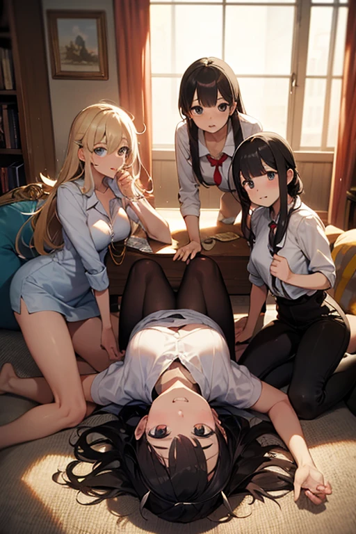 （​masterpiece:1,2)、(Put your penis in your genitals and get)、(Being ejaculated)、Full nude and small breasts、top-quality、open open mouth、Tears、 1gil、Lie with your crotch spread、serafuku、on  back、