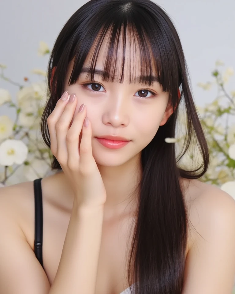 (8k, RAW Photos, highest quality、masterpiece:1.2), (Realistic、Realistic:1.37), Super detailed, High resolution, 1 girl, View your viewers, Beautifully detailed face、(Holding a bouquet:1.3),Beautiful and detailed skin、Skin Texture、Floating Hair、Professional Lighting、