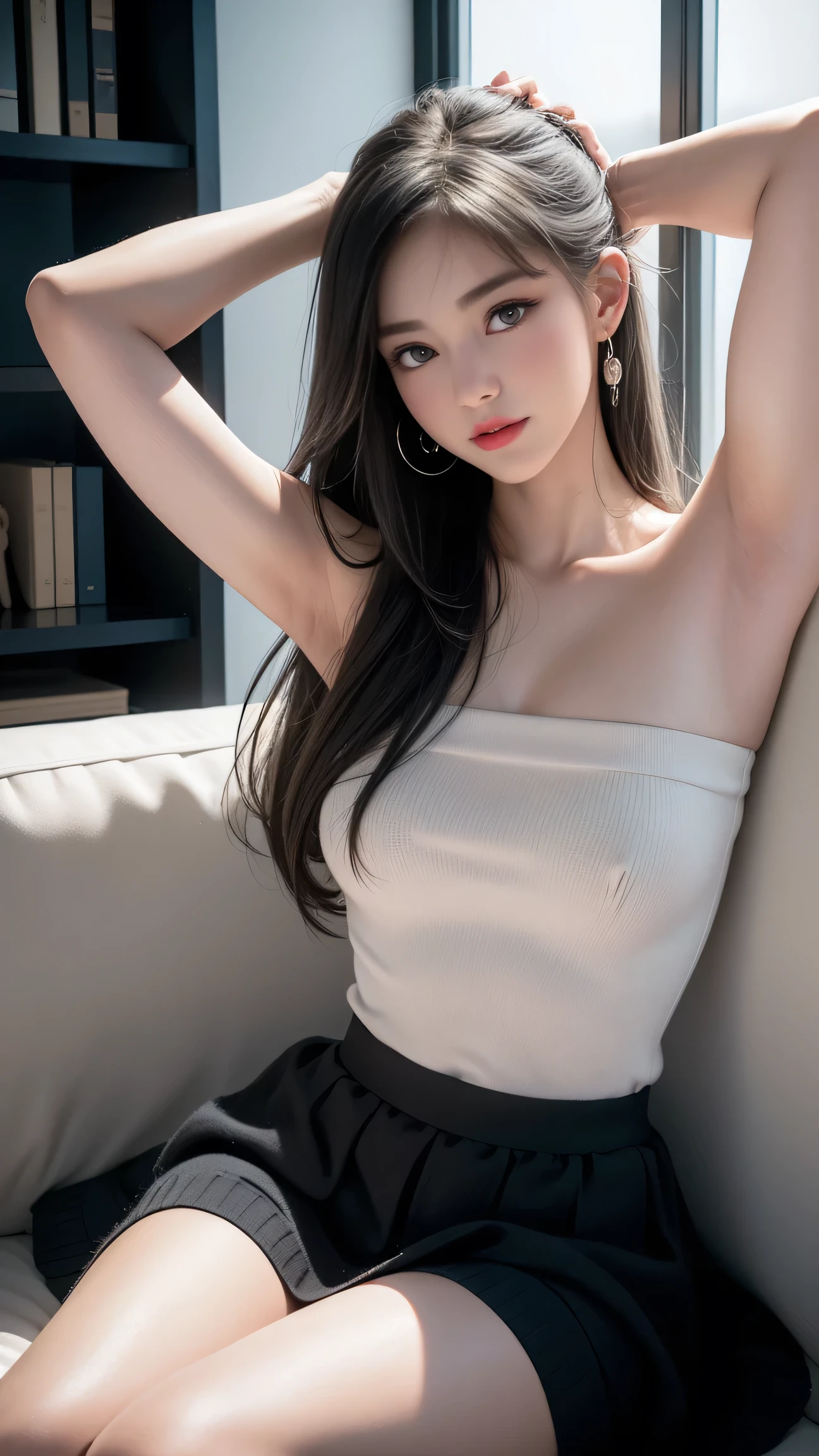Armpit Hair、Show both sides、High heels(Black)、pantyhose(Black)、garter belt(Black)、Big Breasts、Long Hair(Black、straight)、On all fours、Leg spread、Married Woman、first round、Voluptuous、Puddle、Outdoor、garden、hydrangea(green)