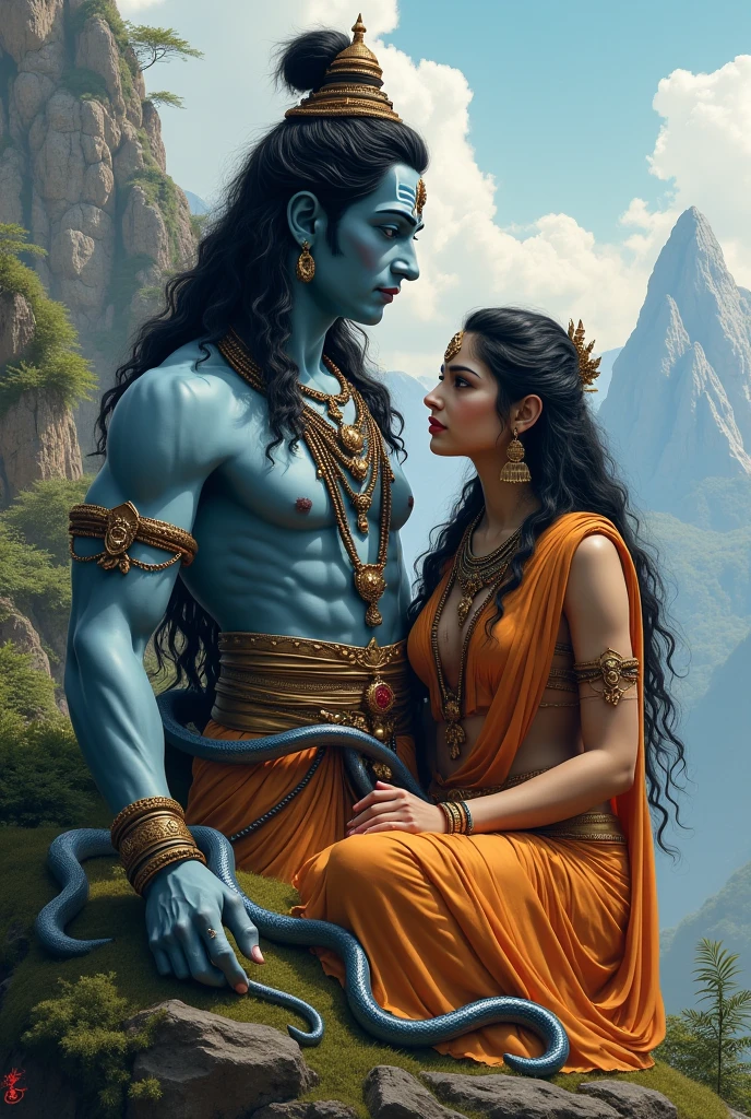 Maa parvati scolding lord Shiva 
Maa parvati in anger and sadness
Lord Shiva is sad