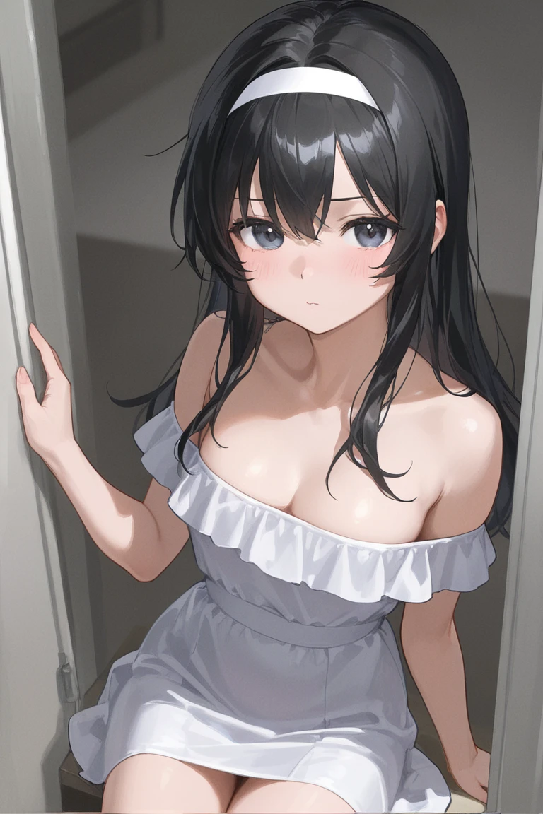 ((nsfw, masterpiece, best quality)), ((super high resolution)), (photo realistic), best shadow, (sharp sketch, illustration:1.2), high detail, very detailed, (nice hands, perfect hands), (POV, face focus:1.4), ((1girl and 1 boy)), beautiful girl, 20 years old, blue eyes, (deep black long hair:1.5), (normal breasts:1.2), glossy skin, ((view from front:1.5)), (very slender:1.3), (beautiful adolt face:1.3), famous idol, thin lips, detailed facial features, facial and skin texture, Crisp focus, perfect beautiful body and face, pink small nipple, beautiful face, perfectly in focus, long bangs, underhair, (in the daily school:1.3), all body, (happy:1.3), (sweat:1.5), ((woman on top:1.5)), ((penis)),  ((vaginal)), ((sex:1.5)) , open mouth, (nipple slip from wedding dress:1.5), (spread legs:1.5), (cum from crotch:1.5), bottomless