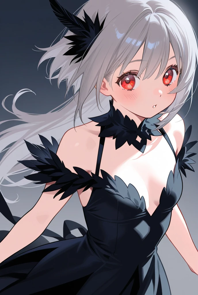 NSFW,masterpiece,Highest quality,High resolution,Very detailed,white\(no game No life\),Small breasts,Multicolored Hair,Gradient Hair,Bad smile,blush,(devil),devilの角,devilのしっぽ,devilの羽,High-quality black frill dress,leotard,Abandoned Castle