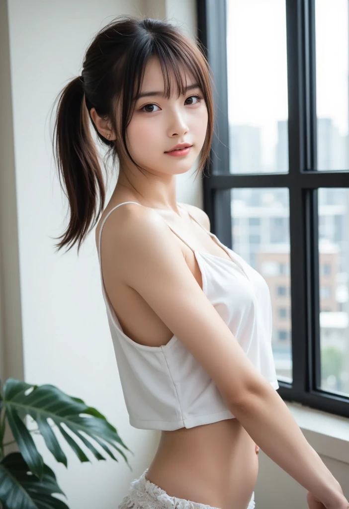 ((Highest quality, 8K, Representative works in detail, Ultra-high resolution)), whole bodyポートレート、Frontal portrait、indoor、indoor、Japanese women,Age 25、barefoot、Stand up straight、I'm looking forward to、whole body、Arms crossed、look forward to、whole bodyを撮影する、whole bodyの画像、whole body立ち、whole bodyポートレート、profile image、Standing posture、coastal、Wearing a suit、Tatami room、Sitting