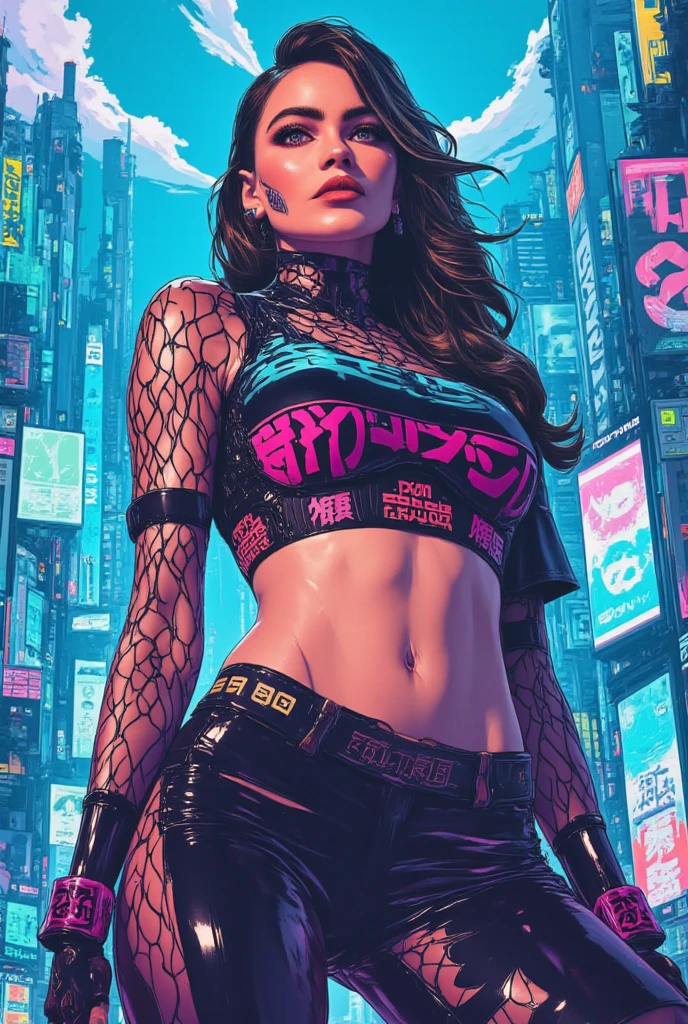 A digital illustration of a beautiful lady in a contemporary setting, confidently promoting a Victoria's Secret bra. The illustration is detailed and vivid, with a focus on modern aesthetics and style. The environment is a trendy urban backdrop. The style is digital illustration, created with a digital pen and tablet, embracing a sleek and contemporary look --auto --s2