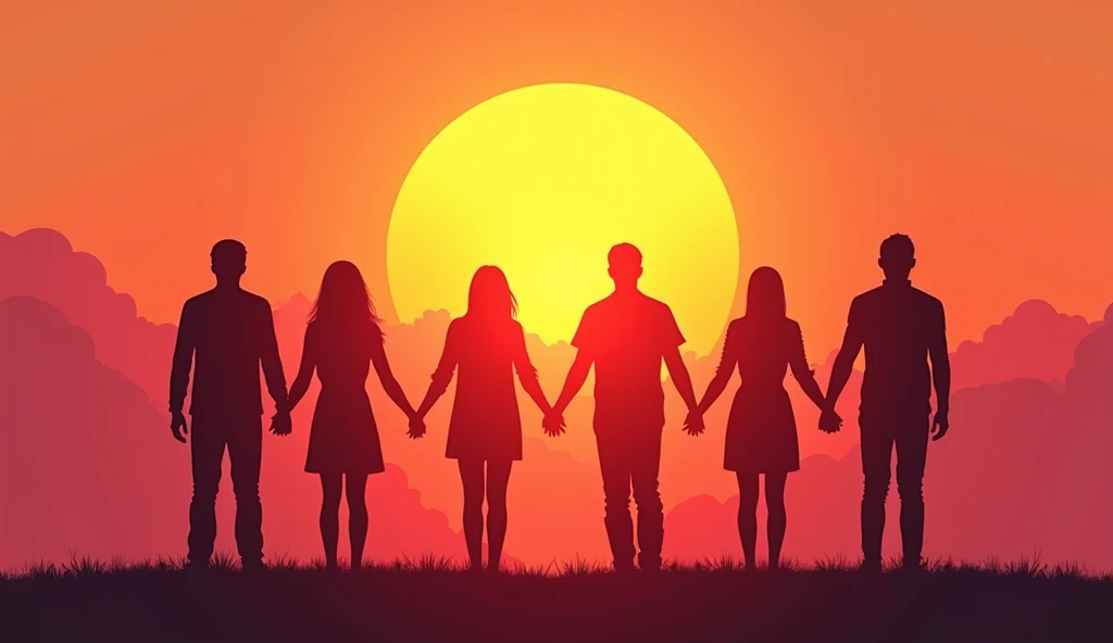 Silhouettes of united humans