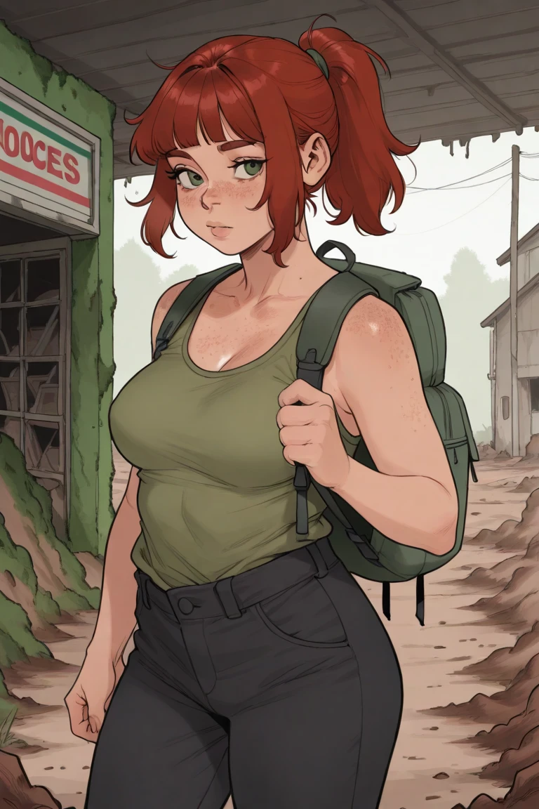 solo, (beautiful female:1.4), (Meru, Merunyaa),  ( fit, abs), busty, big erect breasts, erect nippleslips,  slim waist,  (red hair),  ( Meru | Lara Croft ), (((female))),  red body,  (kemono), red skin, short horns, Half-nude, 
( khaki shorts ), lightblue crop top, ( two pistols-gans on hips ), wide belt, long braid, ( (red) round glasses :1.2), (red glasses), ( small backpack on her back:1.2), army boots, leather straps on hips and biceps,   e621, (female body),  slim sports body, 
 cameltoe,  (body portrait), [slim swimsuit],             
(detailed eyes, detailed pupils, yellow eyes, glowing eyes),
(outdoors),   ocean beach, night, (particles ,firefly, blue glowing), seeker of adventures,
detailed background, photorealistic, realistic hands, 8k HD,
(dark shadows, wide dynamic range, hdr, low light:1.2),
by (by Pino Daeni, (by ruaidri), (by virtyalfobo), (by Kenket). by iskra, by darkgem, by Merunyaa,