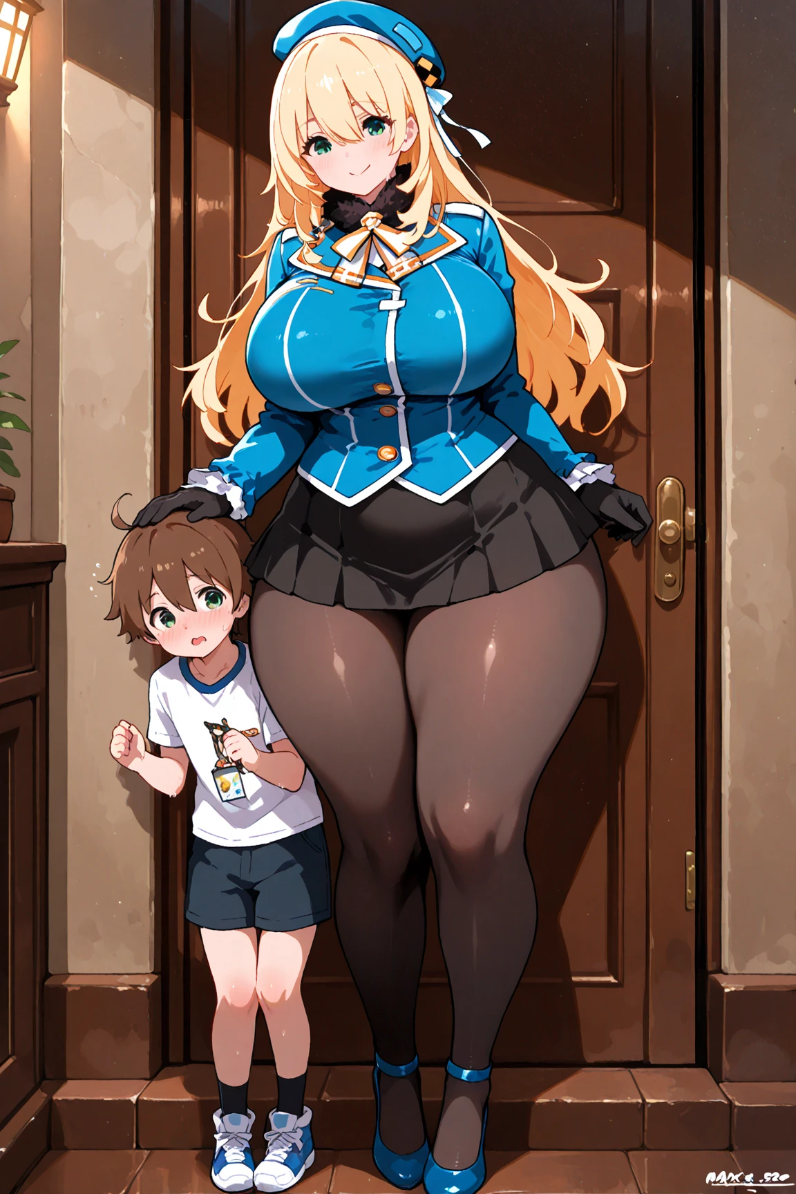 a mother and her little son, European 40 year old milfs with his little son with blonde and brown hair, Best Quality:1.4), (ultra high resolution:1.2), (8k, photo and gross:1.2), Laurenalexis, (1 mom, 1 son), The mom is showing her curves, leaning seductively, wear blue leotard, with his little son, light eyes, a mother and her little son, in bed,